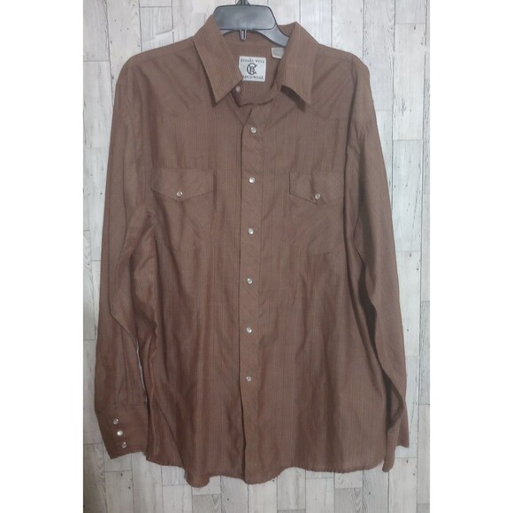 Corral West Ranch Wear Pearl Snap Button Up Shirt Rodeo Cowboy Brown Men's XL - Picture 1 of 5